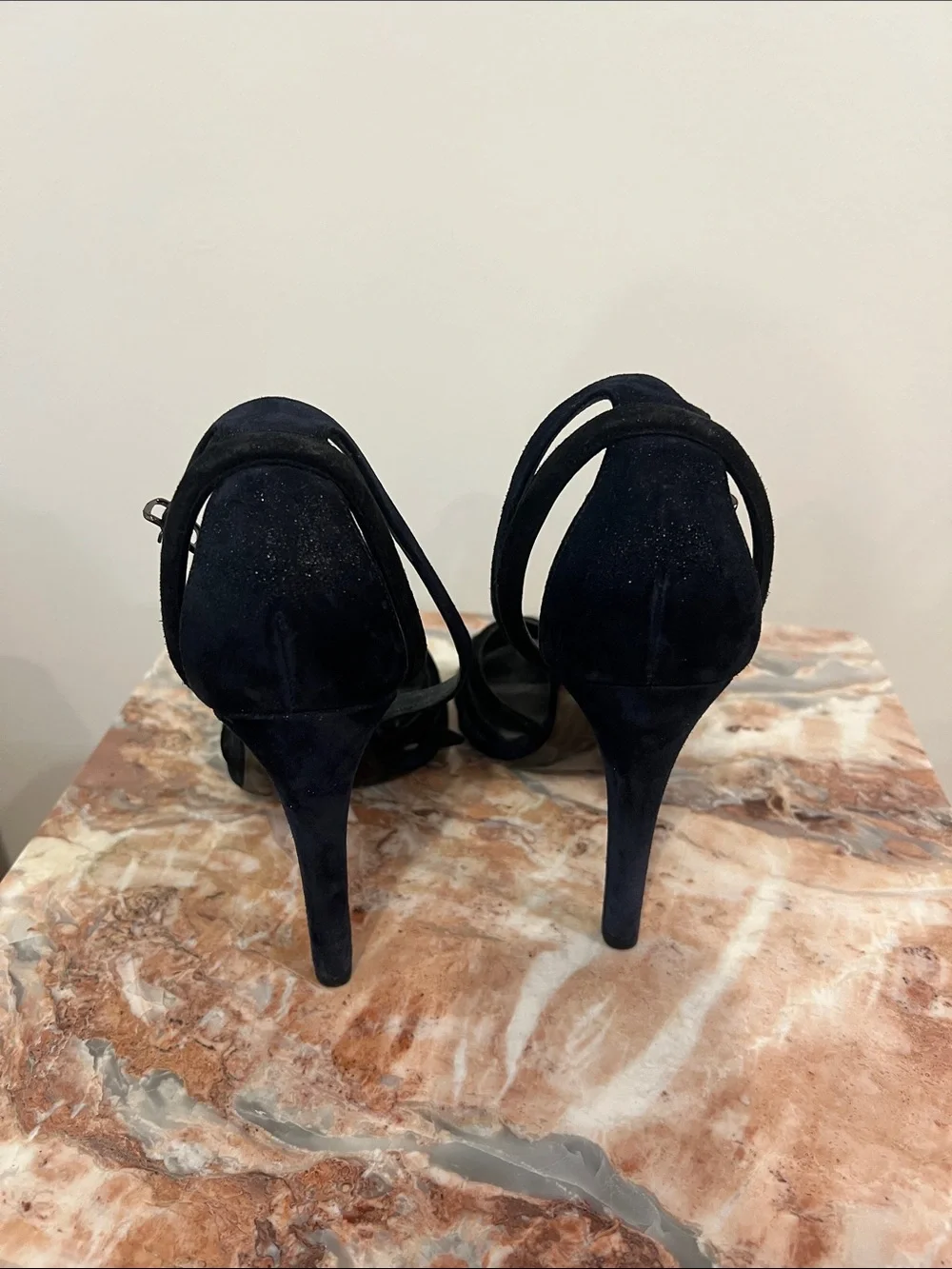 Balenciaga Black and Navy Strappy Women's High Heel Sandals